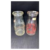 2 Half Pint Milk Bottles Glen Lock Dairies