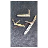 3 Small Pocket Knives Largest 3"