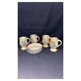 4 -5"Pfaltzgraff Irish Mugs/6"Saucers