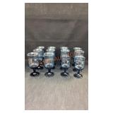 12 Blue Stemmed Goblets