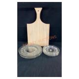 Cutting Board & Etched Glass Plates