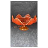 Amberina ? Glass Candy Dish 4"X 7"