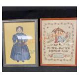 Pr.crewel Stitched Pictures 10 1/2"x 13 1/2"