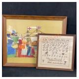 2 Hand Stitched Pictures Framed