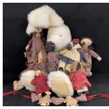 Lot Of Dolls & Plush Rabbit