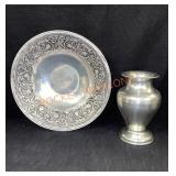 Wilton Co. Bowl 12 1/2"pewter Vase 8"