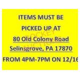 Items Must Be Picked Up At Onsite Location