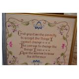 Framed Crewel Piece And More