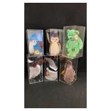 6 Beanie Babies/ Display Boxes