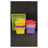 7 Plastic Tubs 13"X 15 1/2"Largest