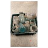 Plastic Crate Of Canning Jars Some Blue