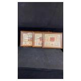 3 Framed Sampler Prints 13"X16"
