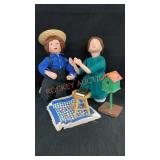 2 Porcelain Amish Dolls & More