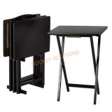 4 TV Dinner Tables w Holding Rack