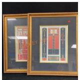 Pair Of Framed Prints 21"x 25"
