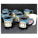 8 Stoneware Mugs 20th Ann. 4 1/4"
