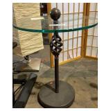 Round Glass Top Table 16 1/2"d 21" H