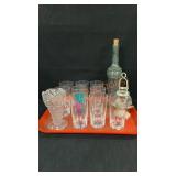 Tray Lot Of Glassware Tallest 14"