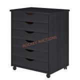 6-Drawer Rolling Cart-wood color