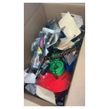 Box lot misc items cable locks rachet straps