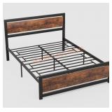 Wooden bed frame with slats