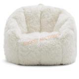 Big Joe Milano Beanbag Chair Ivory Shag