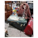 Steamer Trunk W/ Clothing,military Etc.