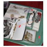 Tray Lot Of Vintage Jewelry & Watches