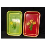 Pair Of Mid-century Vintage Metal Trays