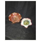 2 Vintage Carnival Glass Pieces