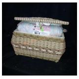 Wicker Basket With Yarn