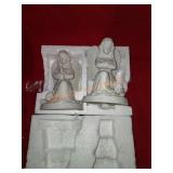 Set Of 2 Lighted Porcelain Angels
