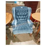 Blue Tufted Claw Foot Chair