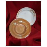 Antique Vegetable Bowl And Hall Leaf Dinner Plate