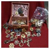 Vintage Jewelry Box & Jewelry & Pin Lot