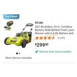 RYOBI 40V Brushless 20 in. Cordless Battery Walk