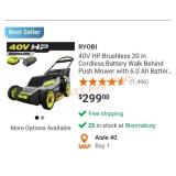 RYOBI 40V HP Brushless 20 in. Cordless Battery