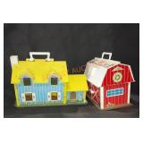 2pc Vintage Fisher-Price Play House & Barn
