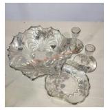 Silver Accent on crystal candle holders and dishes