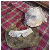 Beaded handbag, ladies collar and hat