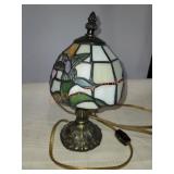 Humming bird glass and metal lamp