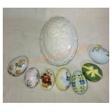 Lot of easter eggs and lenox music box