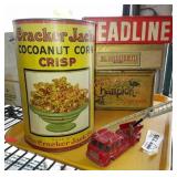 Tray lot of cigar boxes and tin items