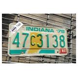 Indiana license plate from 1978