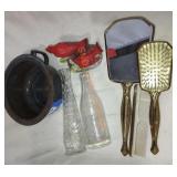 Misc lot bottles mirror set