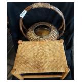Lot, Footstool & Woven Basket