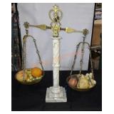 Vintage Marble column scales of justice decoration