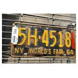 NY worlds fair license plate from 1964