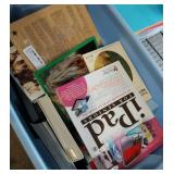 Shelf Lot Of Books, Dishes, Towels