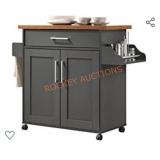Hodedah Kitchen Island with Spice Rack, Towel